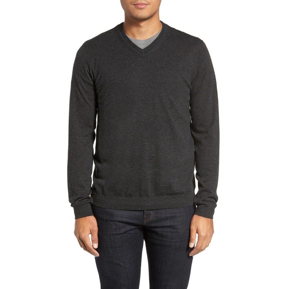 Ted Baker London Cashguy Sweater Size 5 V-Neck Long Sleeve Gray Wool Silk Blend